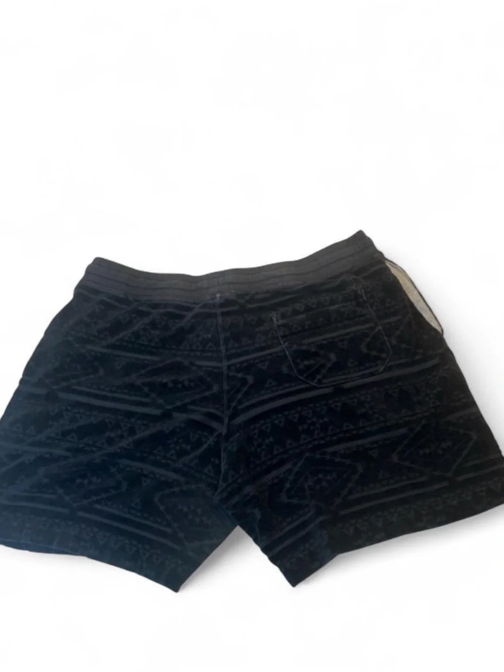 Black Patterned Drawstring Shorts